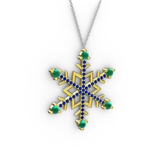 Aloin Kar Tanesi Kolye - Kök zümrüt ve lab safir 14 ayar altın kolye (40 cm beyaz altın rolo zincir) #1xj1muu