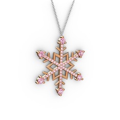 Aloin Kar Tanesi Kolye - Pembe kuvars 18 ayar rose altın kolye (40 cm beyaz altın rolo zincir) #1xn1h8e