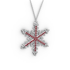 Aloin Kar Tanesi Kolye - Swarovski ve garnet 18 ayar beyaz altın kolye (40 cm gümüş rolo zincir) #1yybdfg