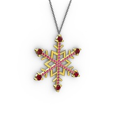 Aloin Kar Tanesi Kolye - Garnet ve rodolit garnet 8 ayar altın kolye (40 cm gümüş rolo zincir) #2f5uqk