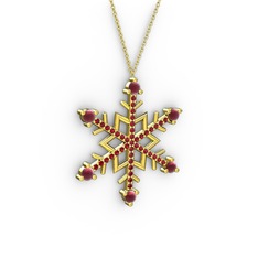 Kök yakut ve garnet 18 ayar altın kolye (40 cm gümüş rolo zincir)
