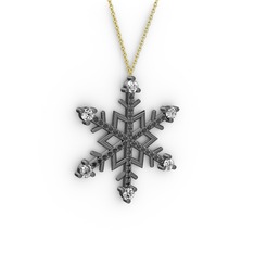 Aloin Kar Tanesi Kolye - Swarovski ve siyah zirkon 925 ayar siyah rodyum kaplama gümüş kolye (40 cm gümüş rolo zincir) #2wbg13