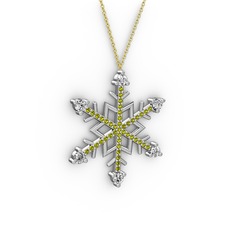 Pırlanta ve peridot 925 ayar gümüş kolye (0.66 karat, 40 cm altın rolo zincir)