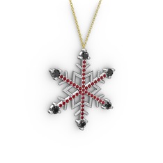 Siyah zirkon ve garnet 925 ayar gümüş kolye (40 cm altın rolo zincir)