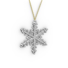 Aloin Kar Tanesi Kolye - Beyaz zirkon ve swarovski 8 ayar beyaz altın kolye (40 cm altın rolo zincir) #5hs811