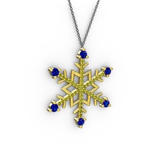 Aloin Kar Tanesi Kolye - Lab safir ve peridot 925 ayar altın kaplama gümüş kolye (40 cm gümüş rolo zincir) #87noqp