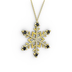 Aloin Kar Tanesi Kolye - Siyah zirkon ve pırlanta 18 ayar altın kolye (0.473 karat, 40 cm gümüş rolo zincir) #8h6k58
