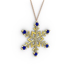 Aloin Kar Tanesi Kolye - Lab safir ve dumanlı kuvars 925 ayar altın kaplama gümüş kolye (40 cm gümüş rolo zincir) #9zk5fn