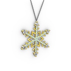 Aloin Kar Tanesi Kolye - Beyaz zirkon ve akuamarin 925 ayar altın kaplama gümüş kolye (40 cm gümüş rolo zincir) #a4fry5