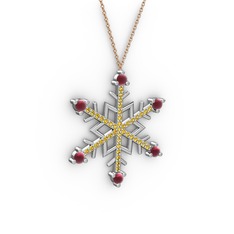 Aloin Kar Tanesi Kolye - Kök yakut ve sitrin 8 ayar beyaz altın kolye (40 cm gümüş rolo zincir) #b4axif