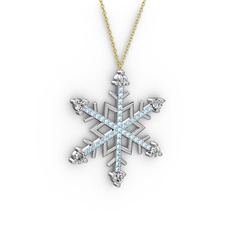 Aloin Kar Tanesi Kolye - Swarovski ve akuamarin 18 ayar beyaz altın kolye (40 cm altın rolo zincir) #bqrdnv