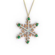 Aloin Kar Tanesi Kolye - Yeşil kuvars ve akuamarin 18 ayar rose altın kolye (40 cm gümüş rolo zincir) #c1f2zy
