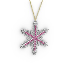Aloin Kar Tanesi Kolye - Swarovski ve rodolit garnet 18 ayar beyaz altın kolye (40 cm gümüş rolo zincir) #c4s7j6