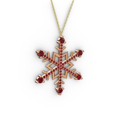 Aloin Kar Tanesi Kolye - Garnet 925 ayar rose altın kaplama gümüş kolye (40 cm altın rolo zincir) #c68r2g