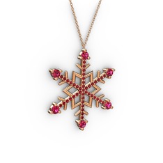 Rodolit garnet ve garnet 925 ayar rose altın kaplama gümüş kolye (40 cm gümüş rolo zincir)