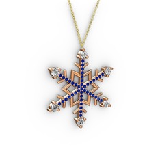 Aloin Kar Tanesi Kolye - Pırlanta ve lab safir 8 ayar rose altın kolye (0.66 karat, 40 cm altın rolo zincir) #dwq3z2