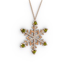 Aloin Kar Tanesi Kolye - Peridot ve swarovski 925 ayar rose altın kaplama gümüş kolye (40 cm gümüş rolo zincir) #dy1a6k