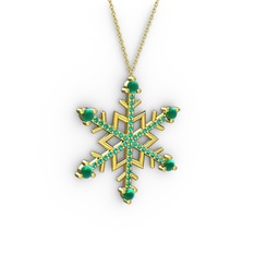 Aloin Kar Tanesi Kolye - Kök zümrüt ve yeşil kuvars 14 ayar altın kolye (40 cm altın rolo zincir) #fx663w