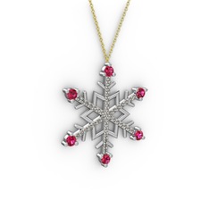 Aloin Kar Tanesi Kolye - Rodolit garnet ve dumanlı kuvars 925 ayar gümüş kolye (40 cm altın rolo zincir) #g5hzqn