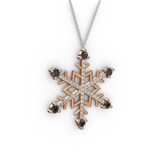 Siyah zirkon ve swarovski 18 ayar rose altın kolye (40 cm beyaz altın rolo zincir)