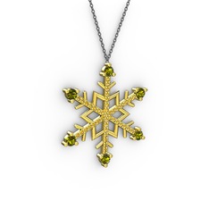 Aloin Kar Tanesi Kolye - Peridot ve sitrin 8 ayar altın kolye (40 cm gümüş rolo zincir) #gtvi63