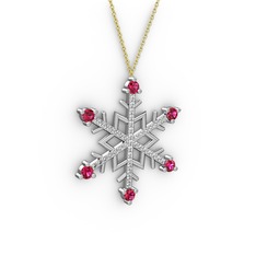 Rodolit garnet ve swarovski 925 ayar gümüş kolye (40 cm altın rolo zincir)