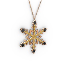 Aloin Kar Tanesi Kolye - Siyah zirkon ve sitrin 14 ayar rose altın kolye (40 cm rose altın rolo zincir) #hc415s