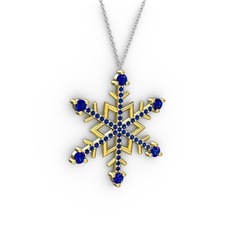 Aloin Kar Tanesi Kolye - Lab safir 8 ayar altın kolye (40 cm gümüş rolo zincir) #i3rjhq