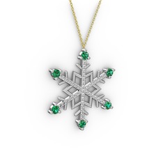 Aloin Kar Tanesi Kolye - Yeşil kuvars ve swarovski 8 ayar beyaz altın kolye (40 cm altın rolo zincir) #i502qn