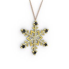 Aloin Kar Tanesi Kolye - Siyah zirkon ve swarovski 8 ayar altın kolye (40 cm gümüş rolo zincir) #ipf7r5