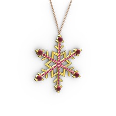 Aloin Kar Tanesi Kolye - Kök yakut ve rodolit garnet 18 ayar altın kolye (40 cm rose altın rolo zincir) #itlp7g