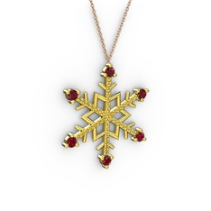 Garnet ve sitrin 925 ayar altın kaplama gümüş kolye (40 cm rose altın rolo zincir)