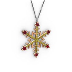 Aloin Kar Tanesi Kolye - Garnet ve peridot 18 ayar rose altın kolye (40 cm gümüş rolo zincir) #j83sz5