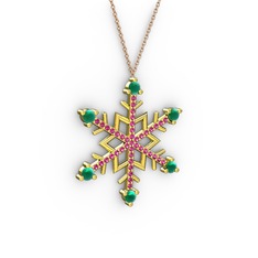 Aloin Kar Tanesi Kolye - Kök zümrüt ve rodolit garnet 18 ayar altın kolye (40 cm rose altın rolo zincir) #jbqj6