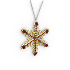 Aloin Kar Tanesi Kolye - Garnet 14 ayar altın kolye (40 cm beyaz altın rolo zincir) #jgzf1d