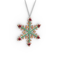 Aloin Kar Tanesi Kolye - Kök yakut ve yeşil kuvars 8 ayar rose altın kolye (40 cm gümüş rolo zincir) #jyjhil