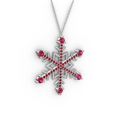 Aloin Kar Tanesi Kolye - Rodolit garnet ve garnet 18 ayar beyaz altın kolye (40 cm beyaz altın rolo zincir) #kpkdcg