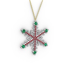 Yeşil kuvars ve garnet 925 ayar gümüş kolye (40 cm altın rolo zincir)