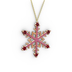 Aloin Kar Tanesi Kolye - Garnet ve rodolit garnet 8 ayar rose altın kolye (40 cm altın rolo zincir) #mlw47b