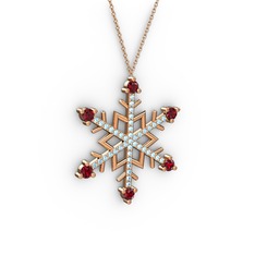 Aloin Kar Tanesi Kolye - Garnet ve akuamarin 18 ayar rose altın kolye (40 cm rose altın rolo zincir) #mrc1n