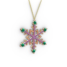 Aloin Kar Tanesi Kolye - Kök zümrüt ve ametist 18 ayar rose altın kolye (40 cm gümüş rolo zincir) #oqd0pj