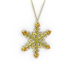 Aloin Kar Tanesi Kolye - Sitrin ve peridot 18 ayar altın kolye (40 cm altın rolo zincir) #ouoctk