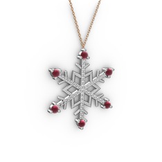Aloin Kar Tanesi Kolye - Kök yakut ve beyaz zirkon 18 ayar beyaz altın kolye (40 cm rose altın rolo zincir) #oyrbzf