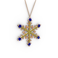 Aloin Kar Tanesi Kolye - Lab safir ve peridot 14 ayar rose altın kolye (40 cm gümüş rolo zincir) #q56ex8