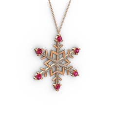 Aloin Kar Tanesi Kolye - Rodolit garnet ve dumanlı kuvars 925 ayar rose altın kaplama gümüş kolye (40 cm rose altın rolo zincir) #q90cm5