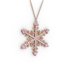 Aloin Kar Tanesi Kolye - Pembe kuvars 925 ayar rose altın kaplama gümüş kolye (40 cm rose altın rolo zincir) #q9q85u