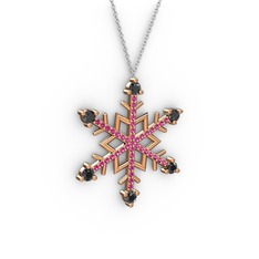Aloin Kar Tanesi Kolye - Siyah zirkon ve rodolit garnet 925 ayar rose altın kaplama gümüş kolye (40 cm beyaz altın rolo zincir) #qz1u6v