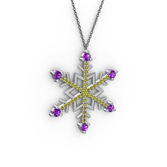 Aloin Kar Tanesi Kolye - Ametist ve peridot 925 ayar gümüş kolye (40 cm gümüş rolo zincir) #rdgc7n