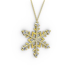 Aloin Kar Tanesi Kolye - Swarovski ve pırlanta 18 ayar altın kolye (0.473 karat, 40 cm gümüş rolo zincir) #resbm3