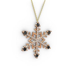 Aloin Kar Tanesi Kolye - Siyah zirkon ve pırlanta 18 ayar rose altın kolye (0.473 karat, 40 cm gümüş rolo zincir) #saazmi